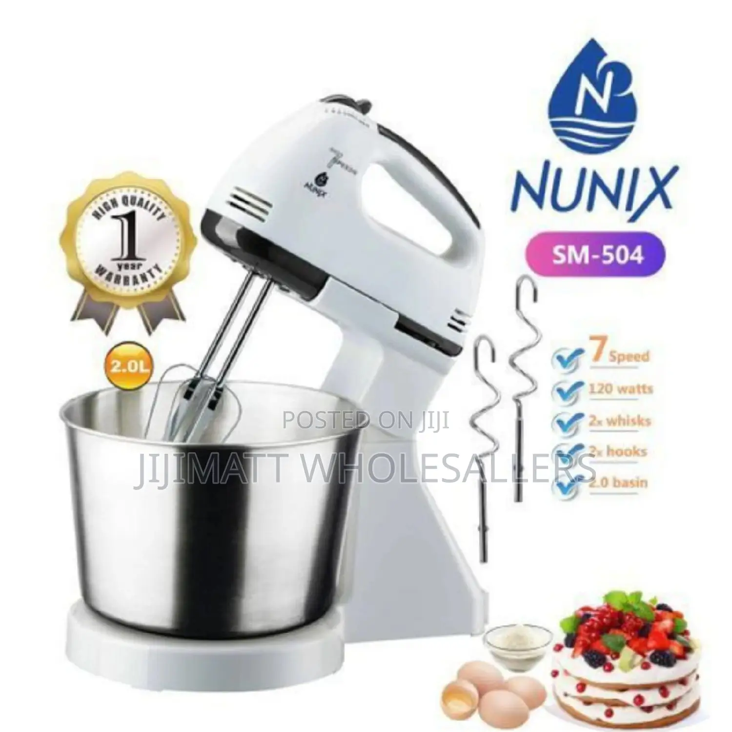 Nunix Hand Mixer With 2 LTR Stainless Steel Bowl Available