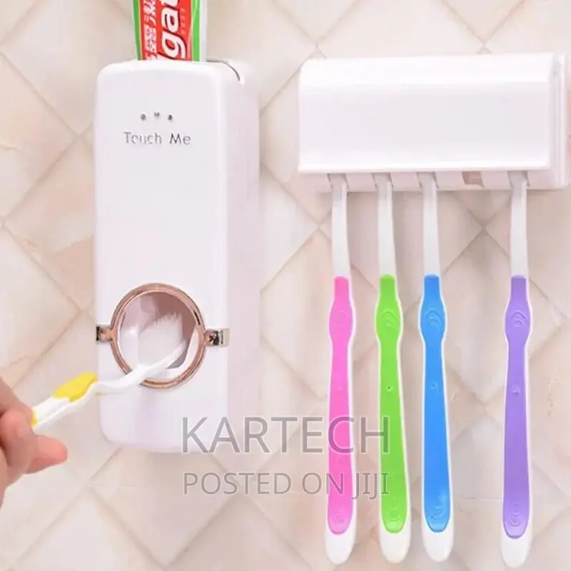 Wall Mount Toothpaste Dispenser With Toothbrush Holder