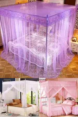 Purple Queen Size Bed Mosquito Nets Four Stand Nets
