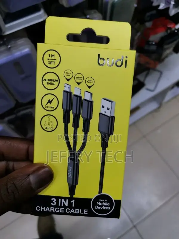 Budi Cable 1M 3 in 1 Braided Micro,Lightening Type C
