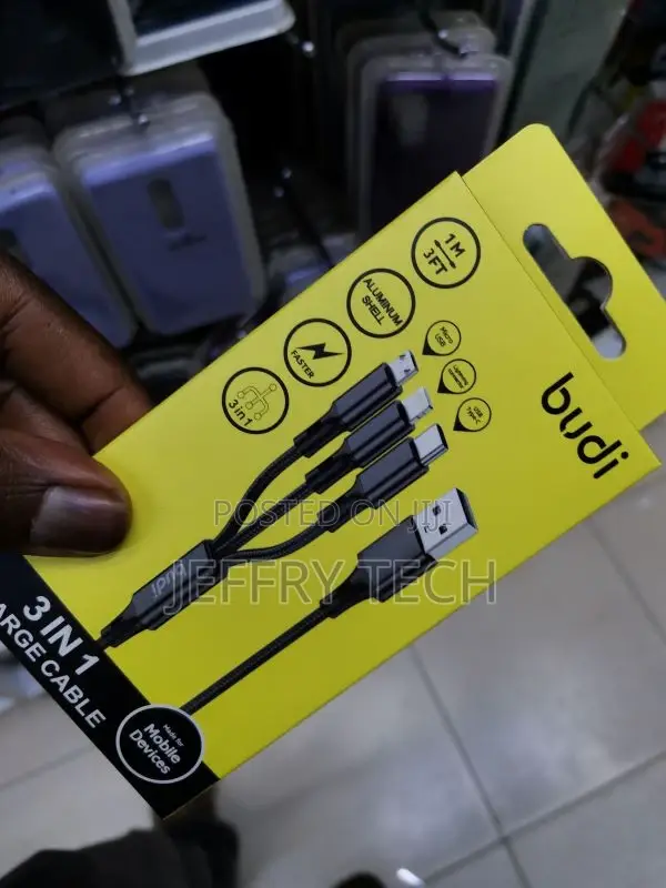 Budi Cable 1M 3 in 1 Braided Micro,Lightening Type C