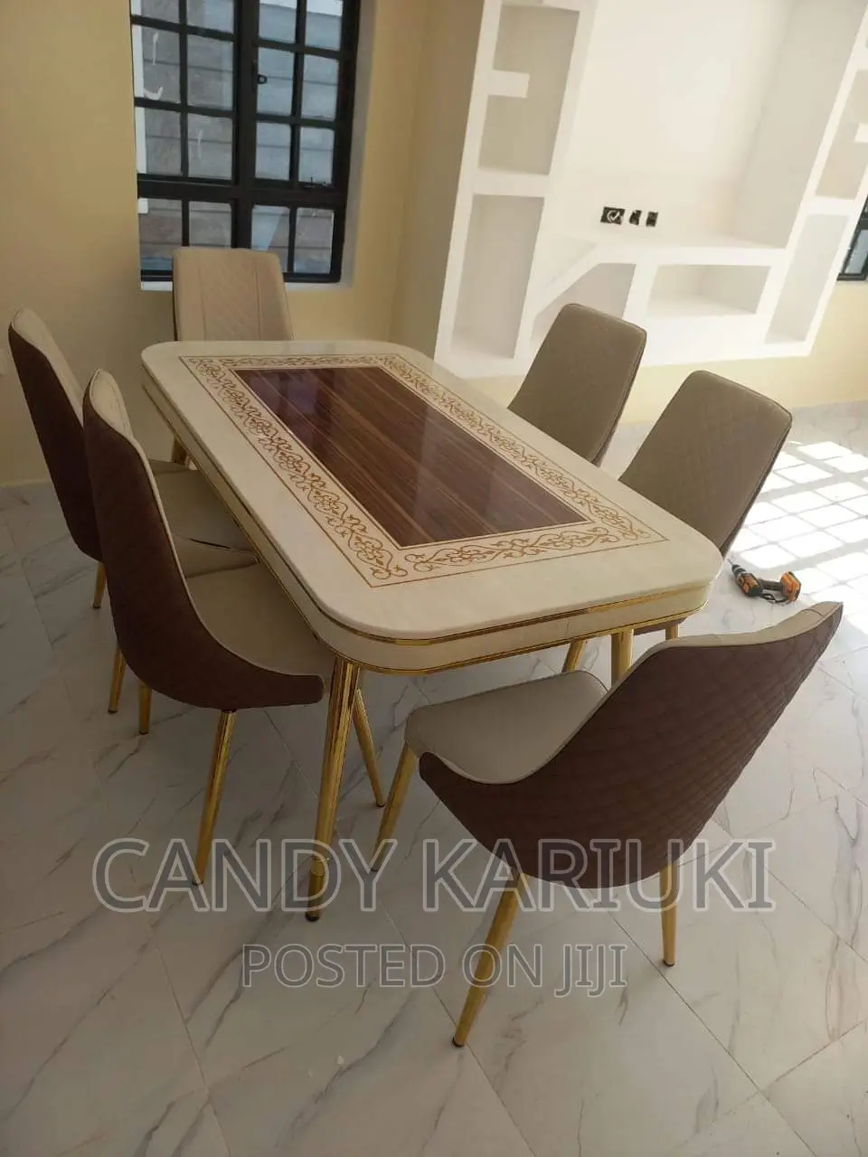Elegant 6 Seater Pure Marble Dining Set