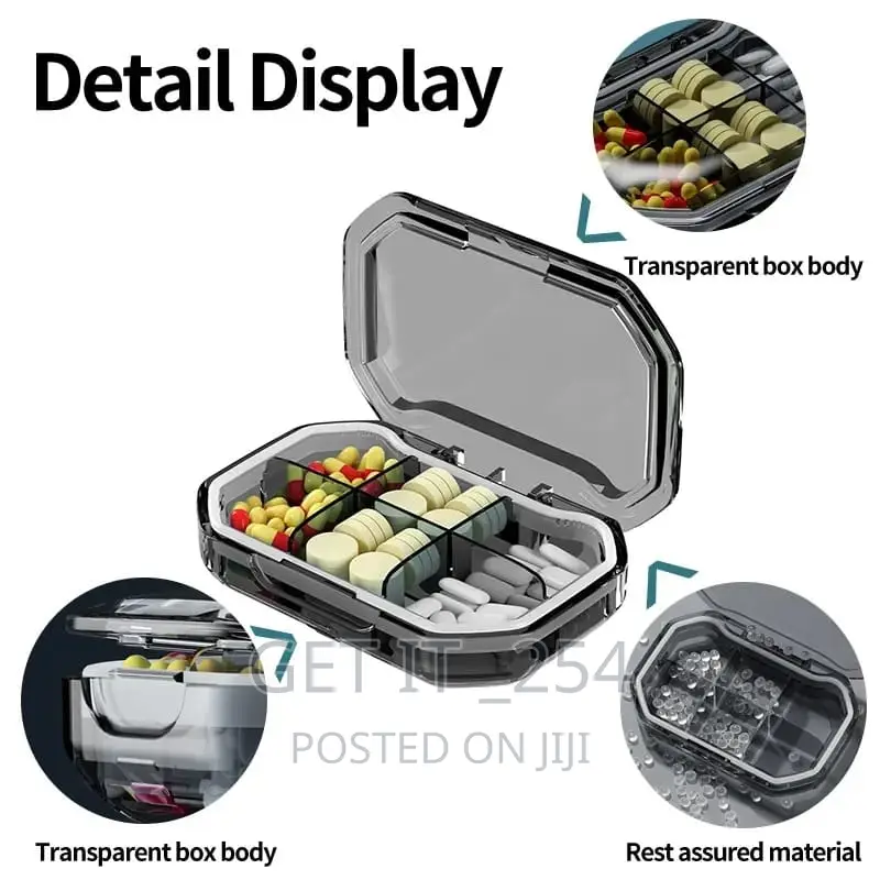 6 Grid Portable Travel Pill Storage Box