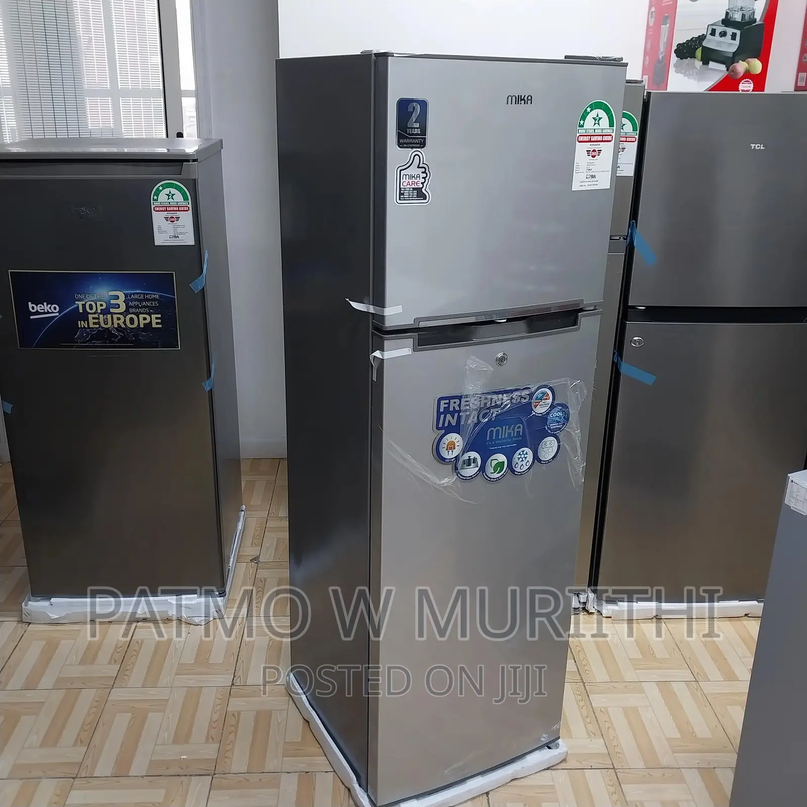 Mika Fridge, 168L, 2 Door Top Mount Freezer, Defrost
