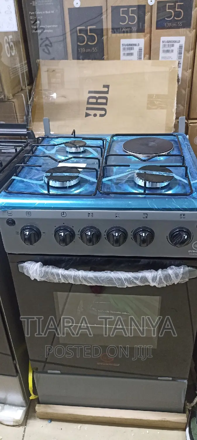 Eurochef EG55-3G+1E + OVEN, 50cm by 55cm, Gas Cooker Silver