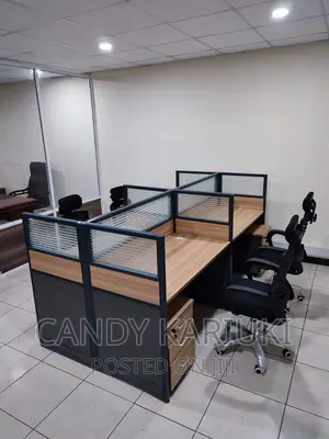 Modern 4 Way Workstation in Brown and Grey
