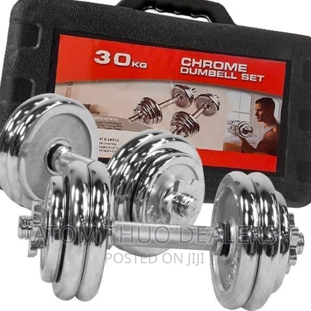 30 KGS Chrome Dumbbells With Case - main view