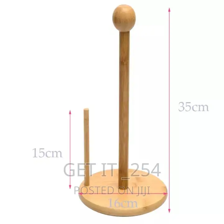 Bamboo Wood Tissue Holder Vertical Roll Pole Paper