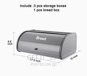 *Bread Storage Bin With 3pcs Canisters