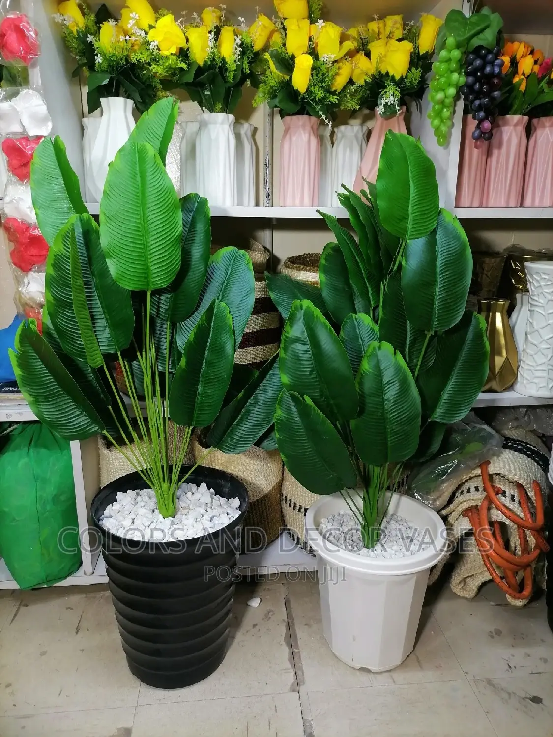 Plants Artificial Banana With Vases