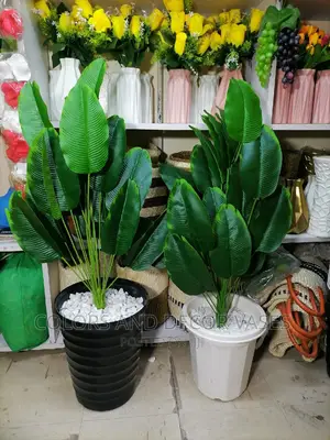 Plants Artificial Banana With Vases