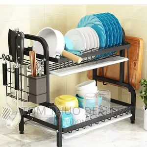 2 Layer Metallic Dish Rack on Offer