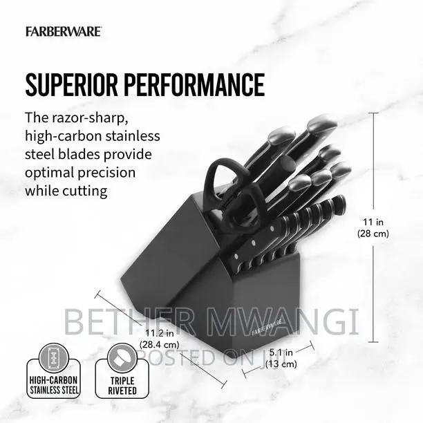 15-Piece Forged Triple Riveted Knife Block Set.