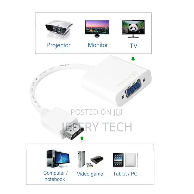 HDMI Transfer to VGA Connection Adapter Stainless Steel Head