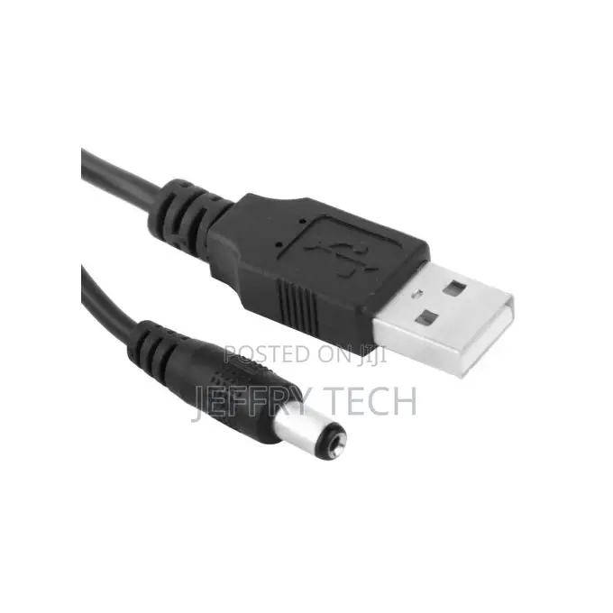USB Male to DC 5.5 X 2.1mm Power Cable, Length: 1m