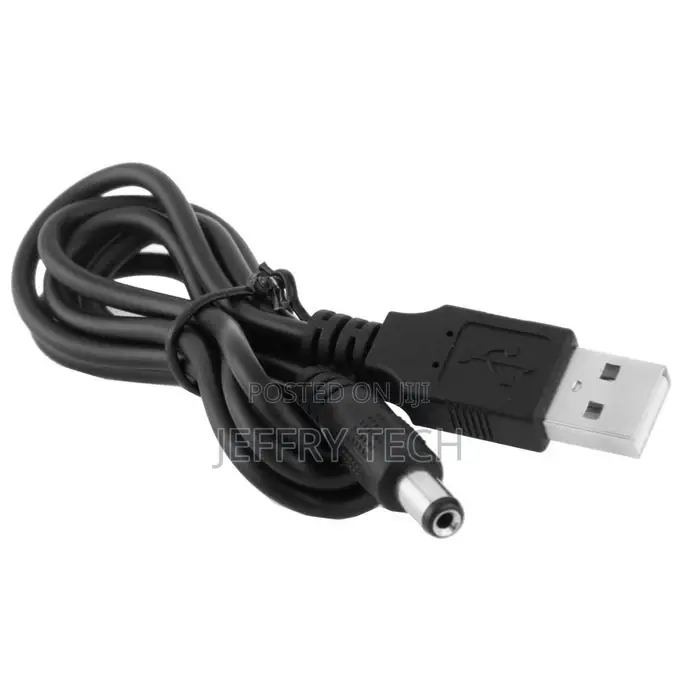 USB Male to DC 5.5 X 2.1mm Power Cable, Length: 1m