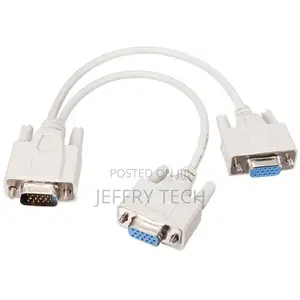 VGA SVGA HDB15 Male to 2 Female Splitter Cable