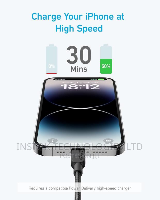 Anker 310 USB-C to Lightning iPhone Braided Cable 6ft/2m - thumbnail 3