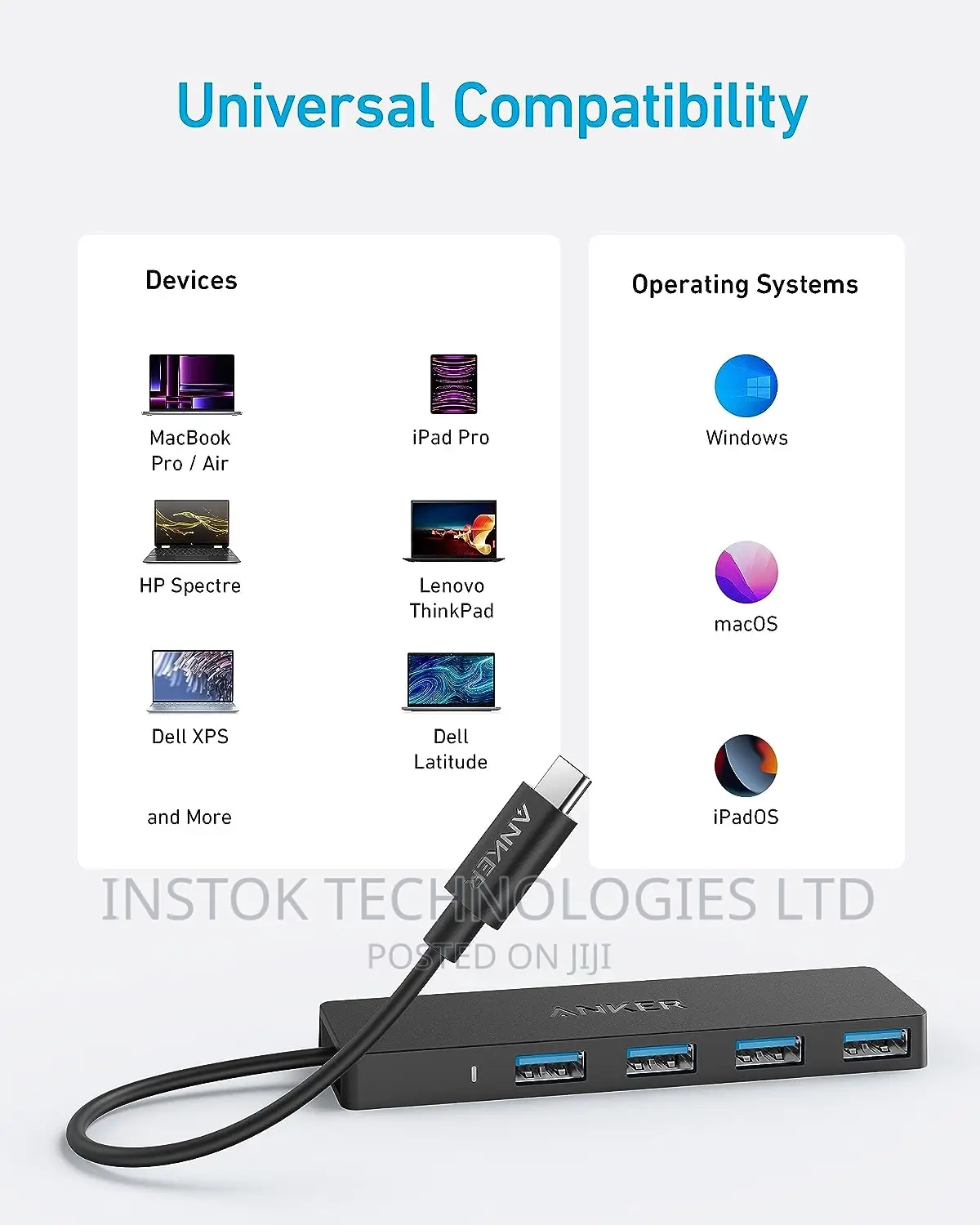 Anker USB-C to 4-Port USB 3.0 Data Hub USB-C OTG