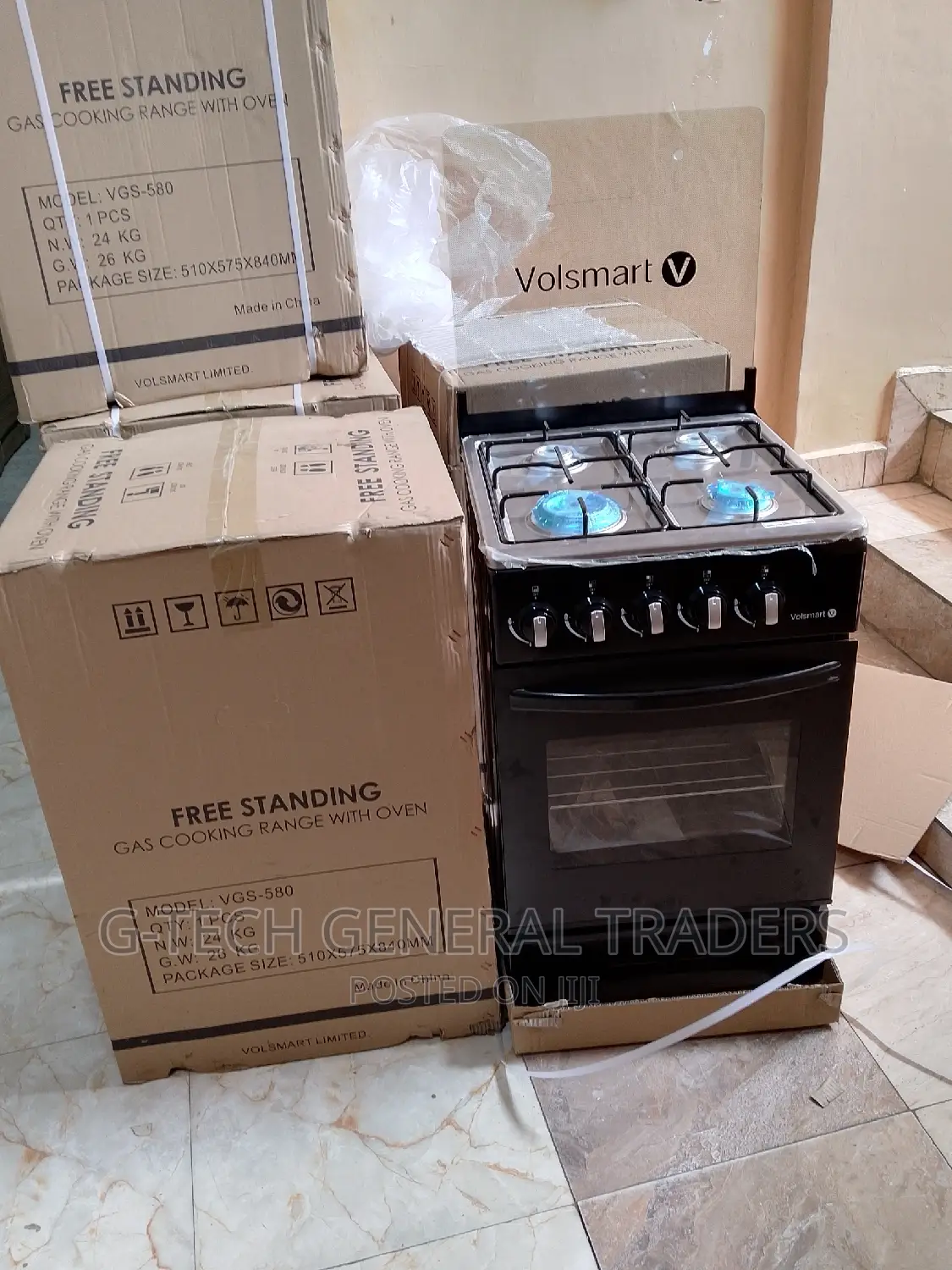 Volsmart 50*60 All Gas Black Cooker