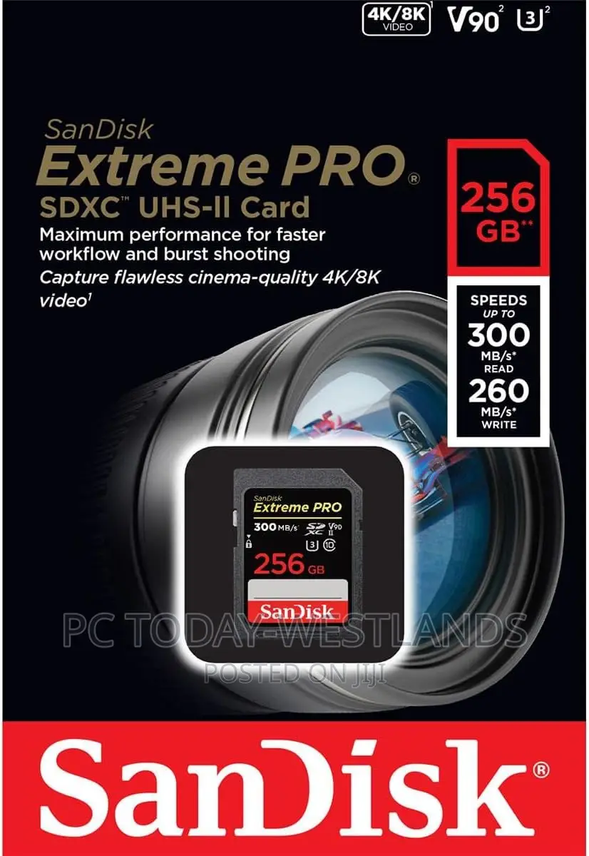 Sandisk 256GB Extreme PRO UHS-II Memory Card, 300mb/S V90