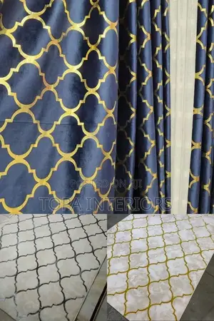 Black and Gold Velvet Window Curtains for Home Decoration