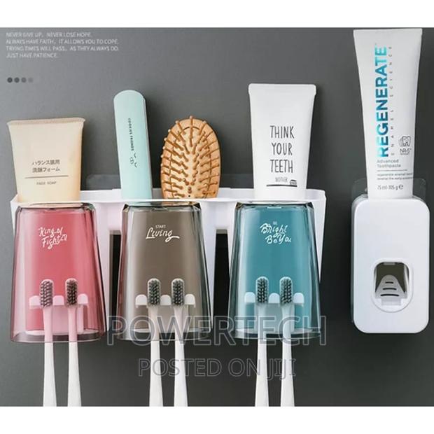 3 in 1 Multifunctional Brush Holder Paste Dispenser , Cups - main view