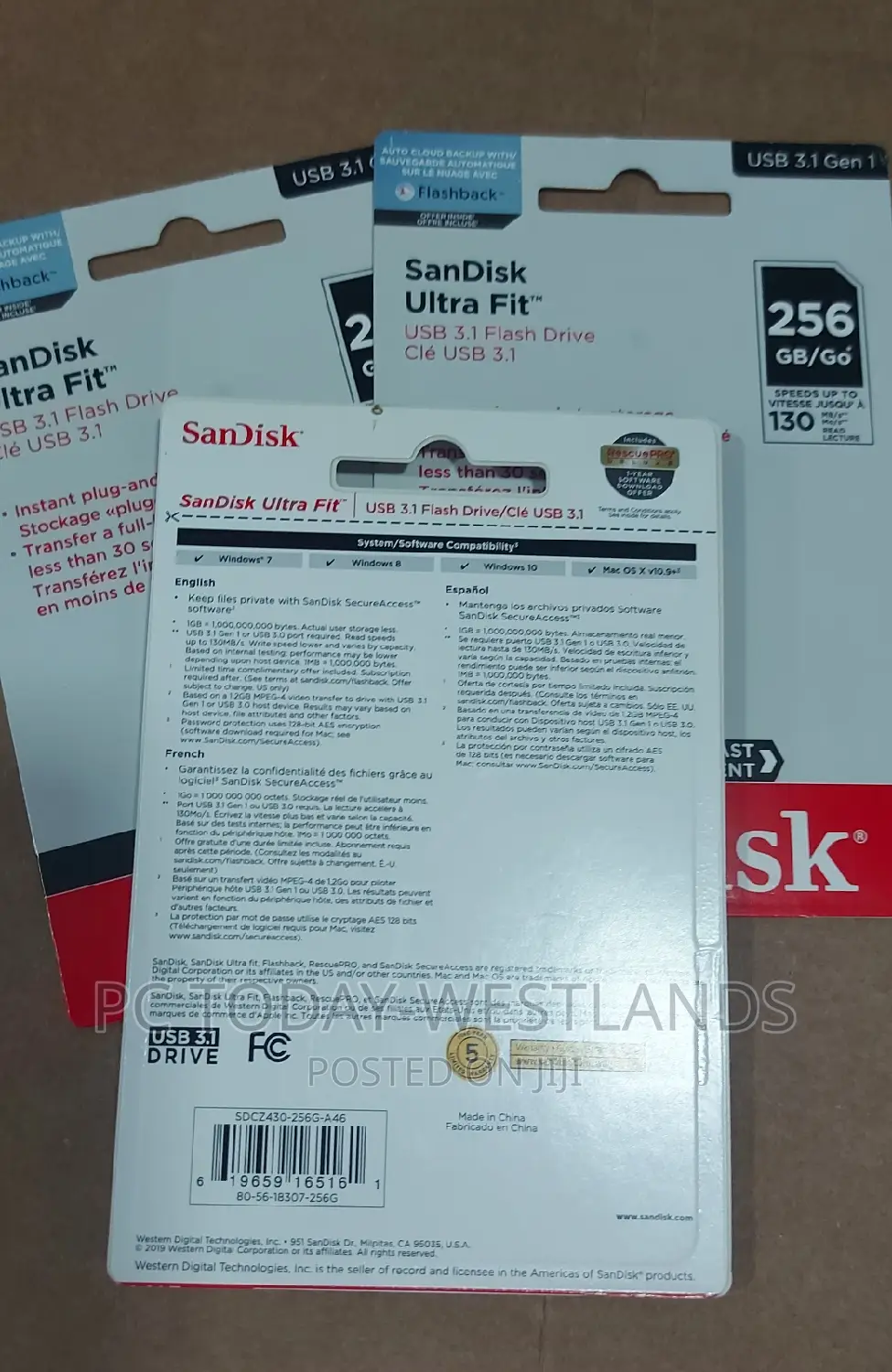 Sandisk 256GB Ultra Fit USB 3.1 Type-a Flash Drive