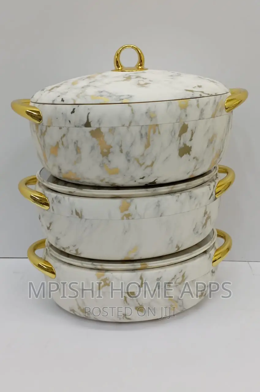 3pcs Nordic Insulated Hotpots Marble Effects