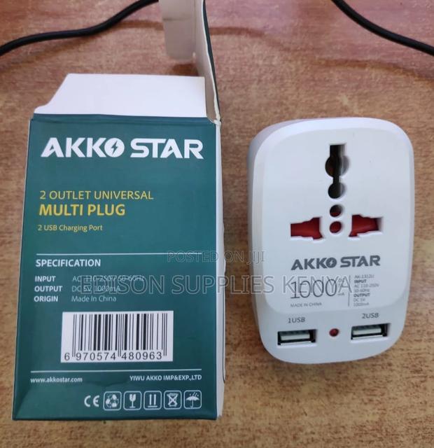 Universal Multiplug 2 USB Ports Extension Multi Plug