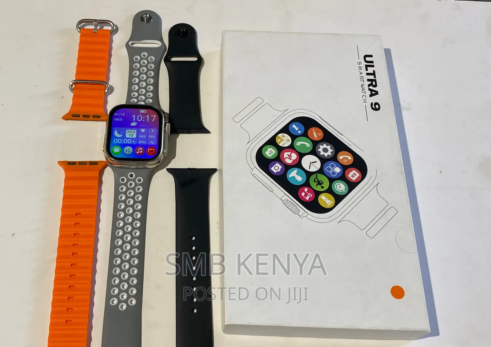 Ultra 9 Full Touch Screen Healthtracker Smart Watch 3 Straps
