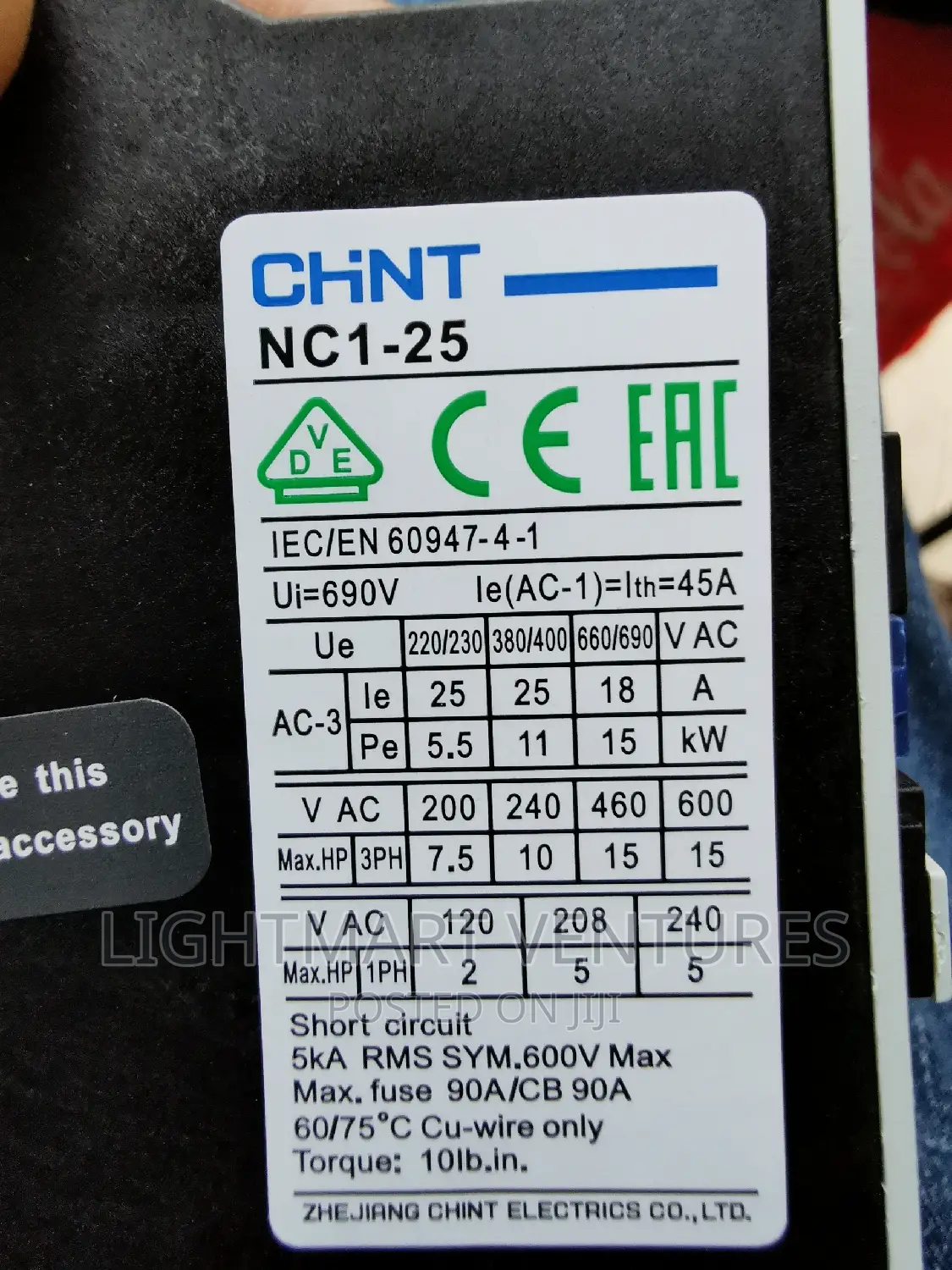 Contactor D25 CHINT NC1 2510 40amps in Nairobi Central - Electrical ...