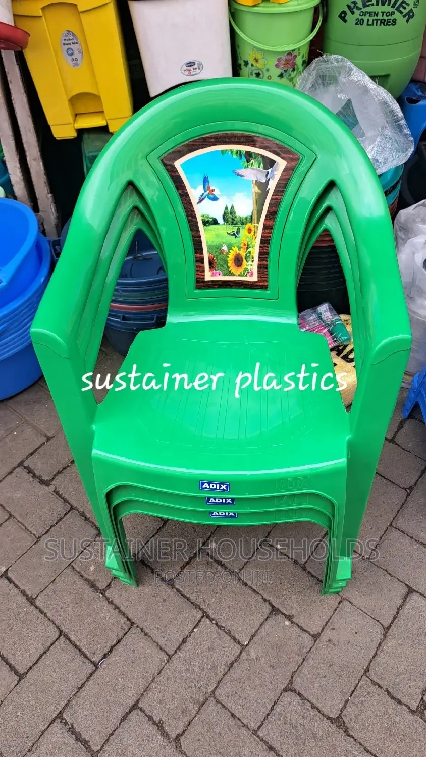 Flower Adix Plastic Chairs (Green)