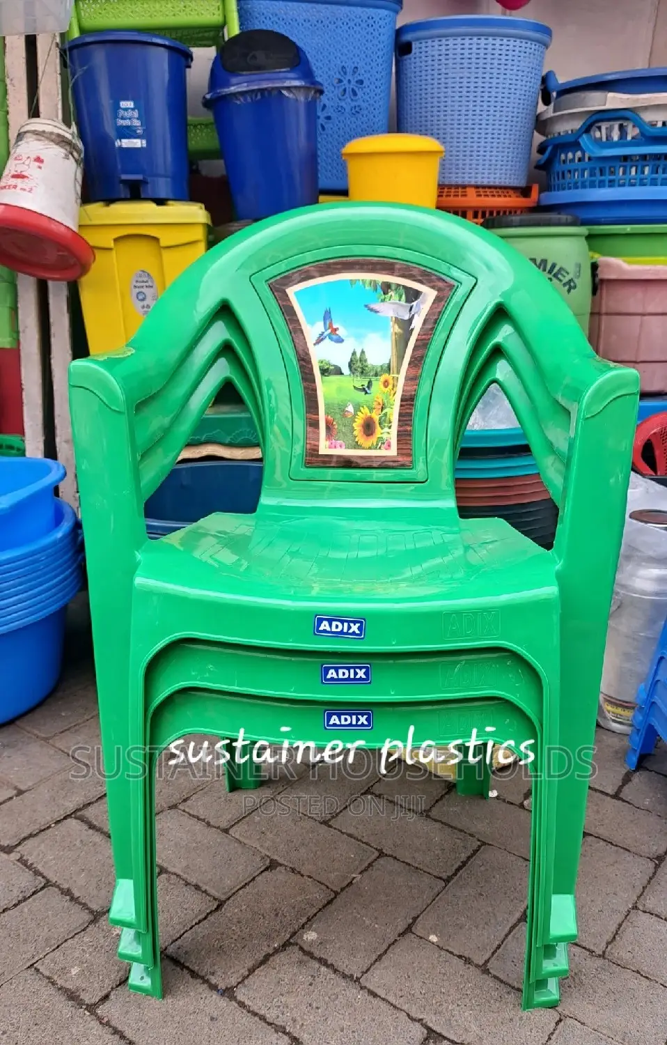 Flower Adix Plastic Chairs (Green)