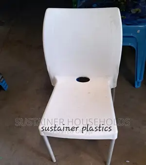 White Plastic Chairs With Metal Tubing Legs