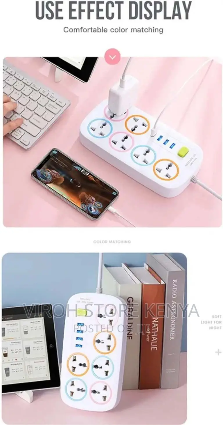 6 Ports 4 Usb Ports 3m Long Wire Socket Extension Cable
