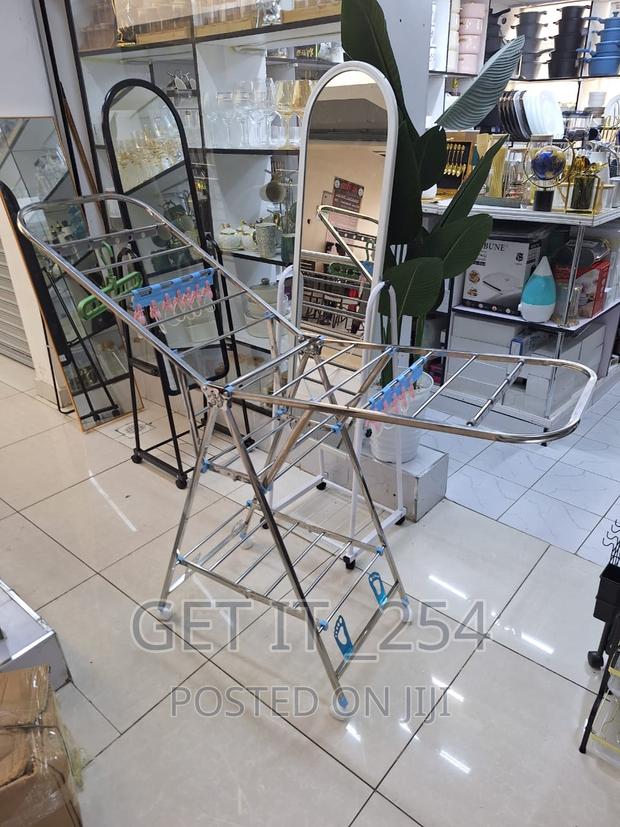 Movable Foldable/Portable Laundry Drying Rack Has Wheels - thumbnail 3