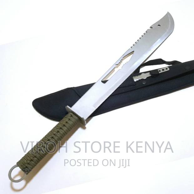Shealthed Machete Long Panga Sword With Throwing Knife
