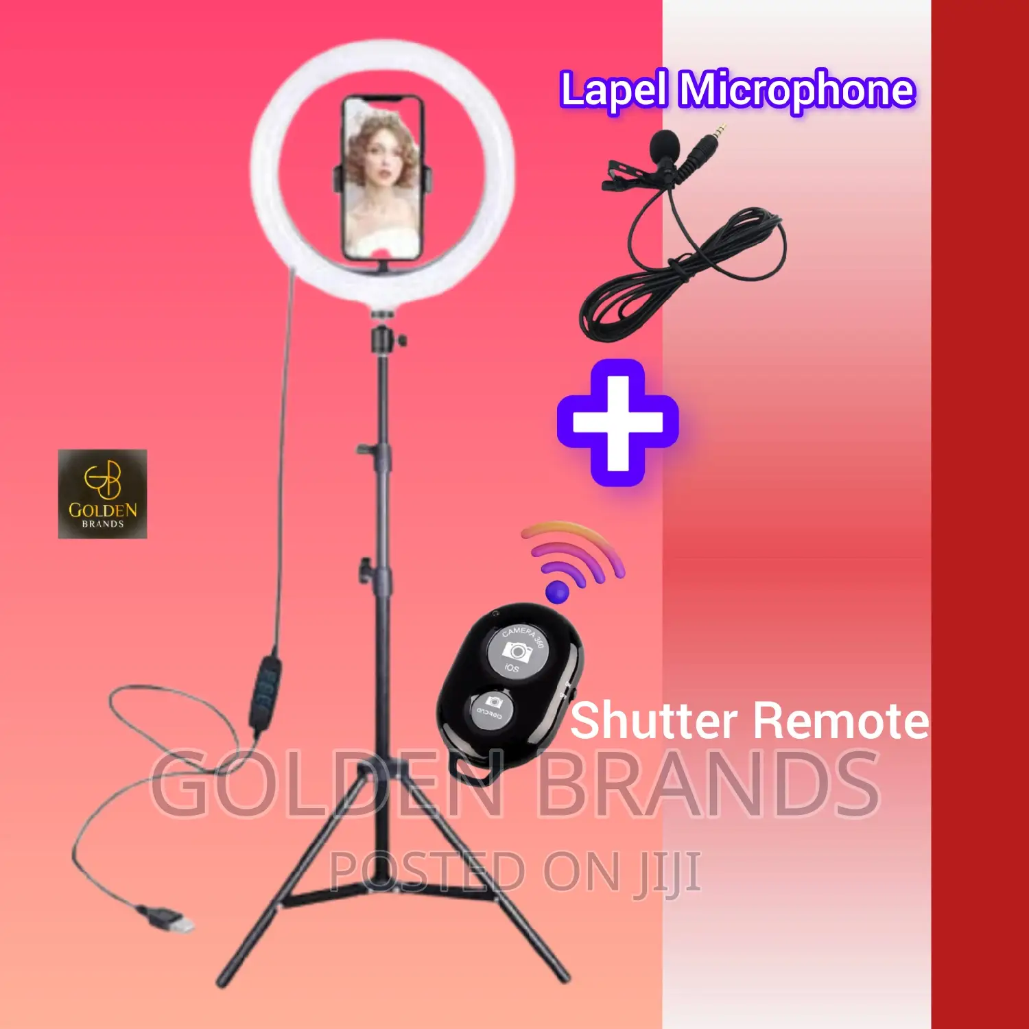 Ringlight 10 Inch + 210cm Stand + 90cm Lapel Mic + Remote