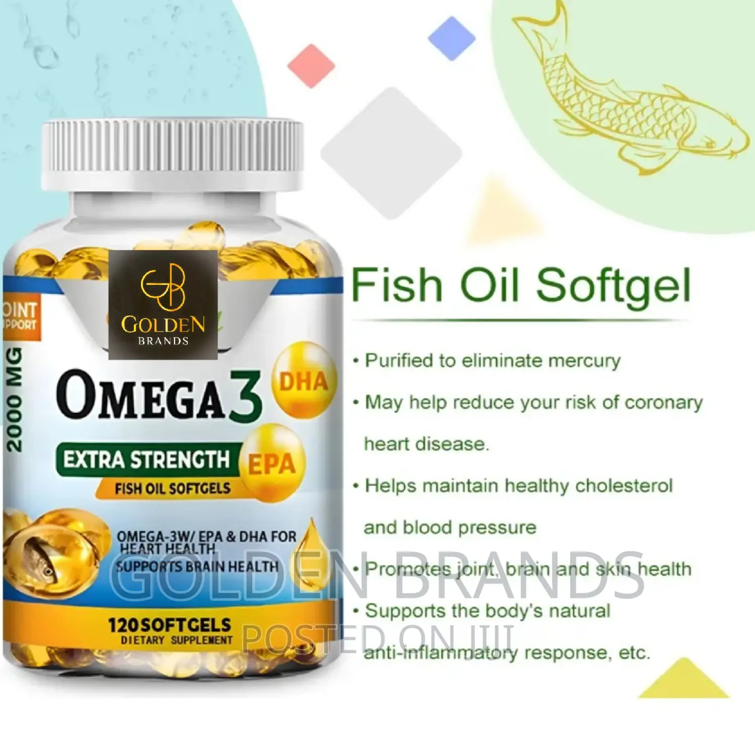 Omega 3 Fish Oil Softgels For Brain, Nervous System, Heart in Nairobi