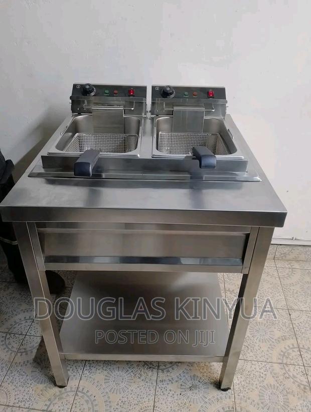 Commercial Stainless Steel Double Deep Fryer.
