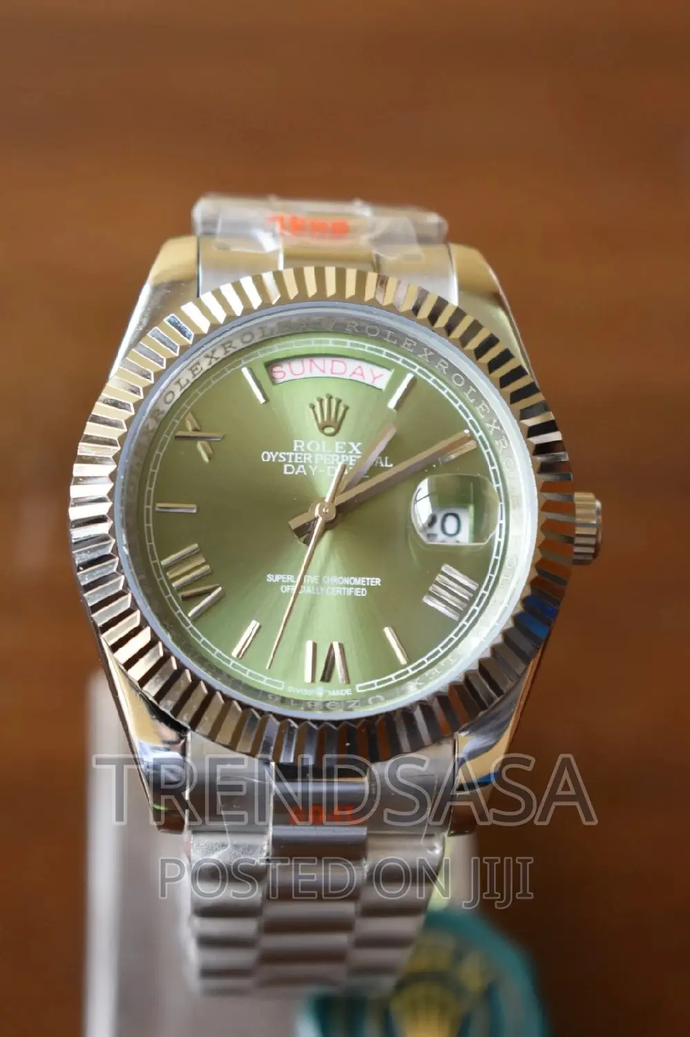 Rolex Day Date Olive Green Roman Markers