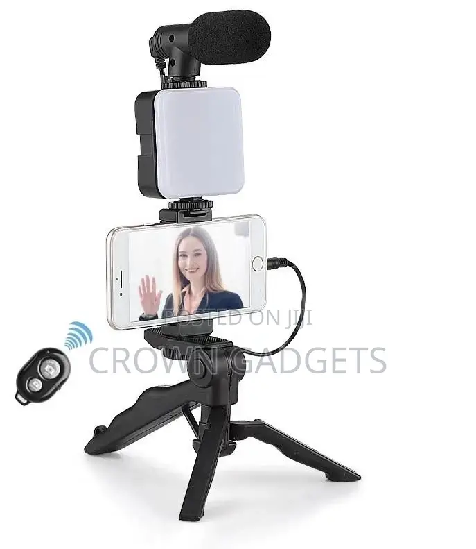 Led Light Microphone Tripod Hands Free Blog Camera Travel Vi