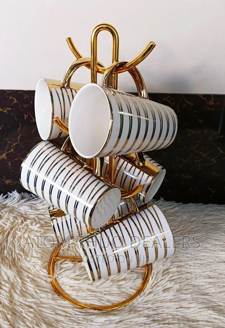 Unique Set of 6 Golden Mugs.