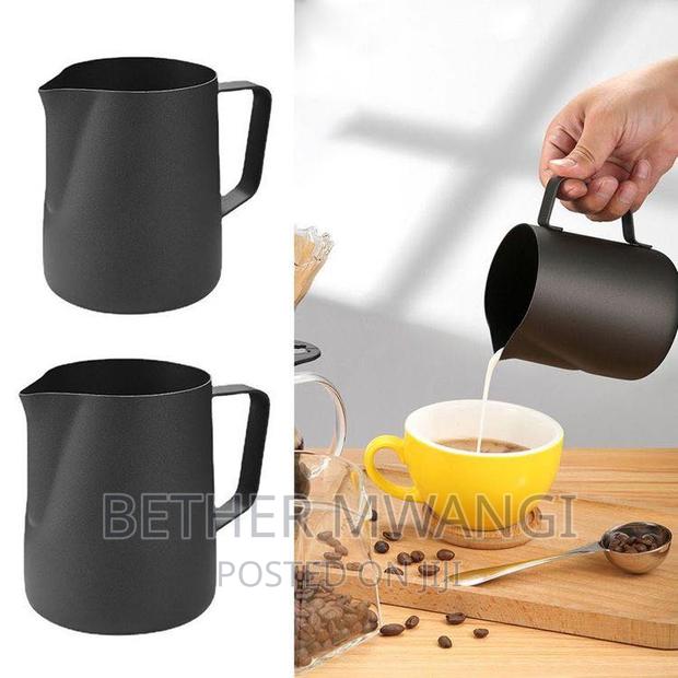 Black Milk Frothing Pitcher Steaming Cup Available . - main view