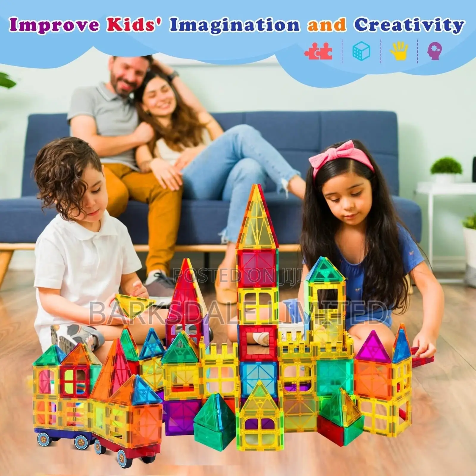 Magnetic Tiles Building Blocks Car Construction Toy Gift Kid