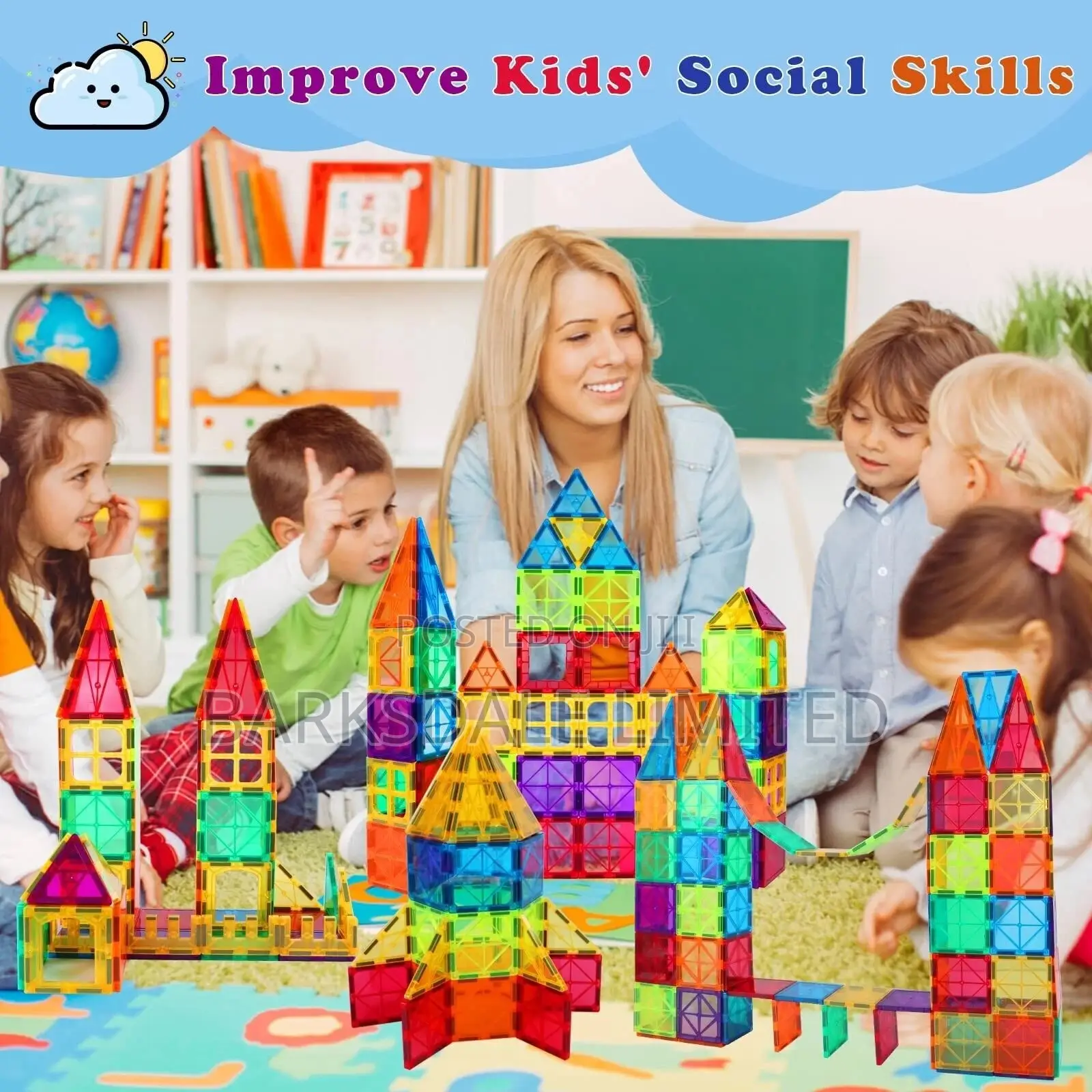 Magnetic Tiles Building Blocks Car Construction Toy Gift Kid