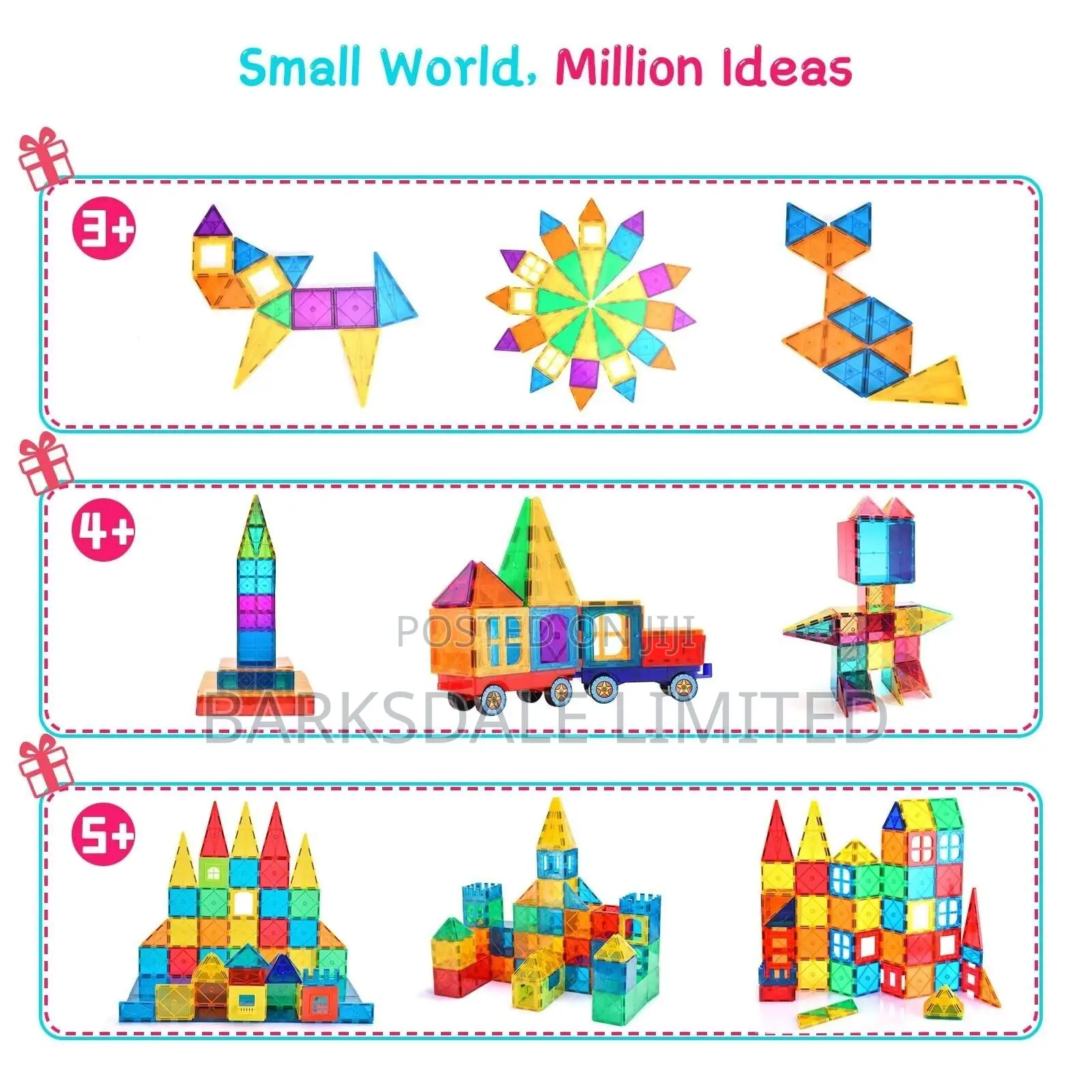 Magnetic Tiles Building Blocks Car Construction Toy Gift Kid