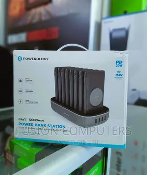 Powerology 8 in 1 Power Bank Station With Built-in Lightning