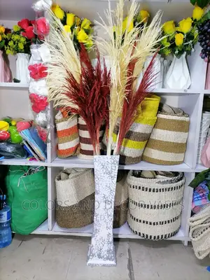 Pampas Grass and Wooden Vase Many Colors